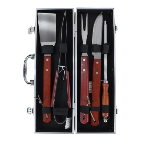 Set parrillero de 6 piezas con valija de aluminio Set parrillero de 6 piezas con valija de aluminio
