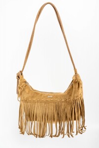 Cartera Flecos Gamuza Vegana Camel