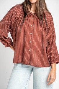 Blusa A Rayas Chocolate
