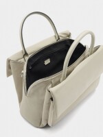 Bolso Tote De Nylon Con Doble Solapa gris