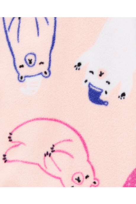 Pijama una pieza de micropolar, con pie, rosado, diseño osos. Talles 12-24M Sin color