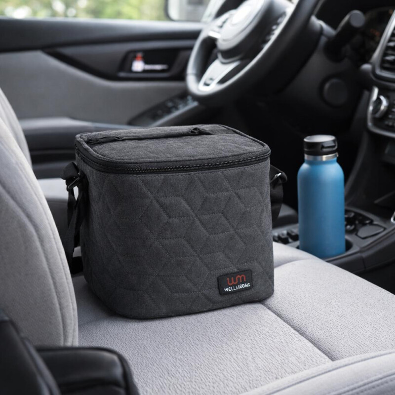 Lunchera Térmica Impermeable Alta con Correa Ajustable Chica Gris Oscuro