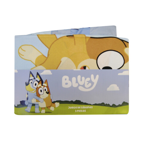 Juego Sábanas Infantil Bluey 1 Plaza 100% Microfibra CELESTE CLARO