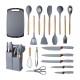 Utensilios Y Cuchillos Cocina Con Soporte Y Tabla Set 19pcs Color Gris Utensilios Y Cuchillos Cocina Con Soporte Y Tabla Set 19pcs Color Gris