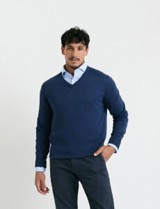 470985 SWEATER HARRINGTON LABEL Azul Piedra