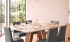 Juego De Comedor - 6 Sillas + Mesa Vidrio - Celeste Beige - Gris