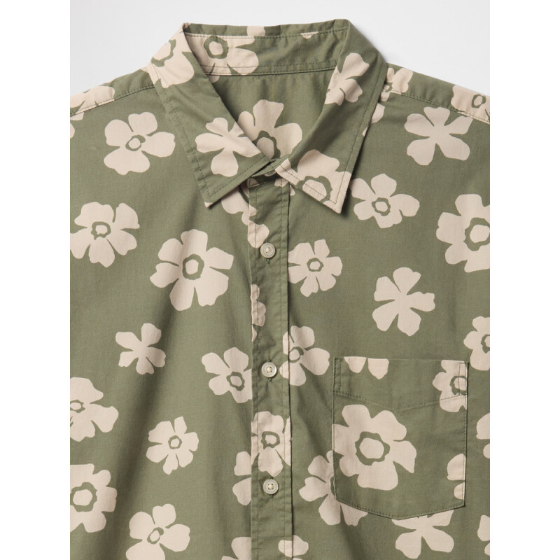 V-SS STANDARD POPLIN GREEN FLORAL