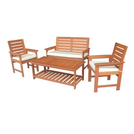 SET DE LIVING EXTERIOR MADERA-MERANTI NATURAL-BEIGE BERNA
