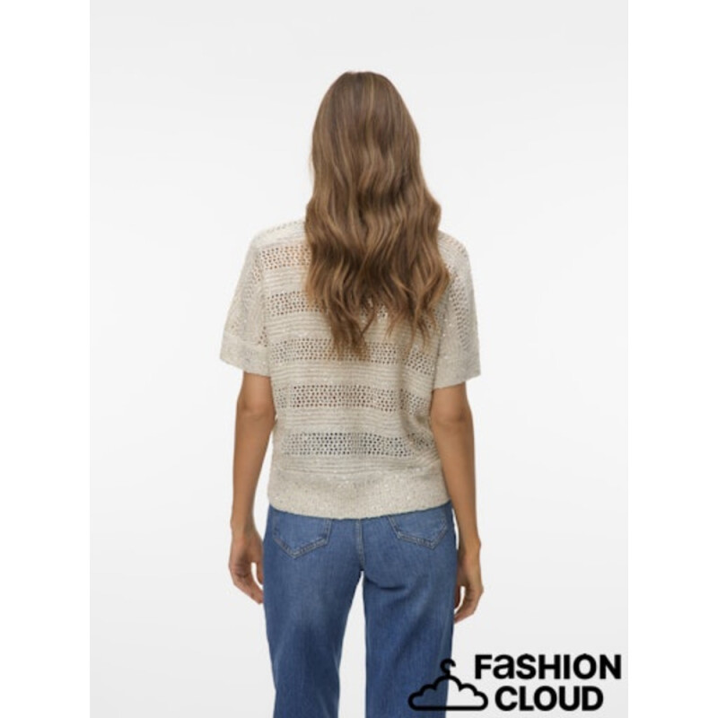 VMLEILANI STRIPE SS O-NECK PULLOVER BIRCH