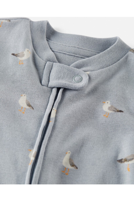 Pijama una pieza de algodón orgánico, con pie, diseño gaviotas Sin color