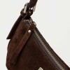 Cartera al hombro Mia en cuero gamuza Marron