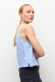 Blusa 100% Lino celeste melange