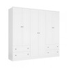 Ropero Americana PLUS 6 puertas 4 cajones - 100% MDF Blanco