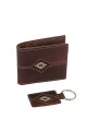 Set de billetera con guardapampa y llavero Marrón