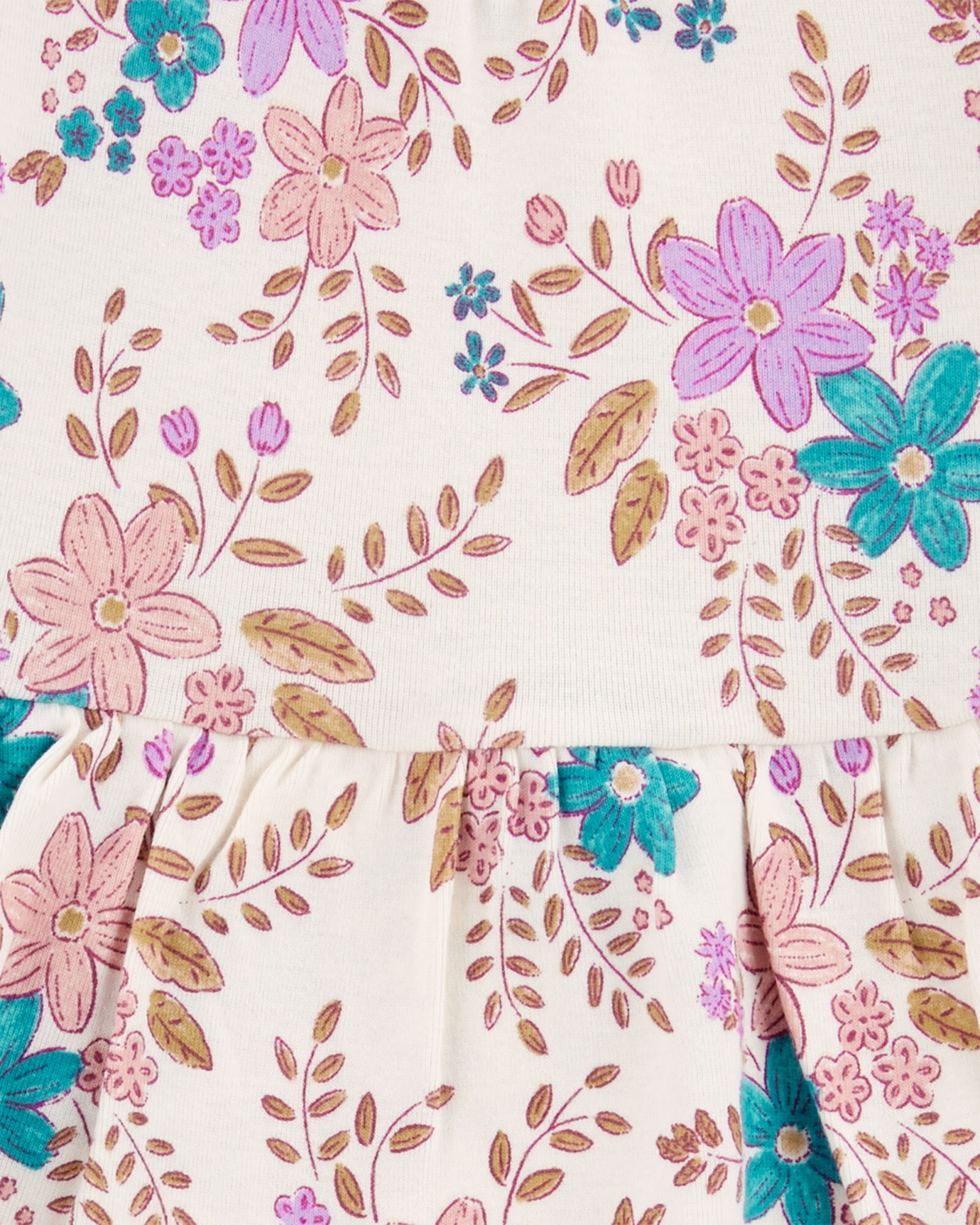 Set dos piezas de algodón, pantalón y body con volado, diseño floral Sin color