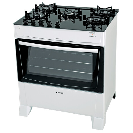 Cocina James 5H C-695 V blanca con mesada de vidrio negro Cocina James 5H C-695 V blanca con mesada de vidrio negro