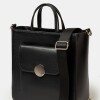 Shopper The Circle en cuero liso Negro