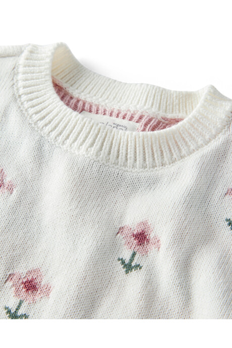 Set dos piezas de algodón orgánico, pantalón y buzo, diseño floral Sin color