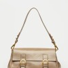 Cartera al hombro Elise en cuero arrugado Taupe