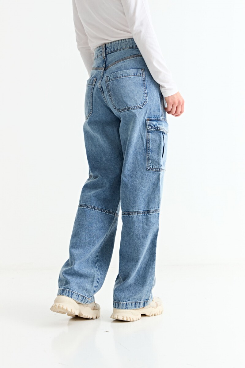 Jean cargo full lenght con costuras JEAN MEDIO