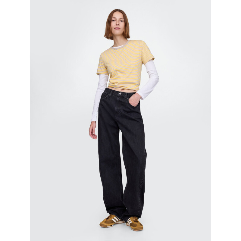 SS ORGANIC VINT CRW 2 YELLOW STRIPE