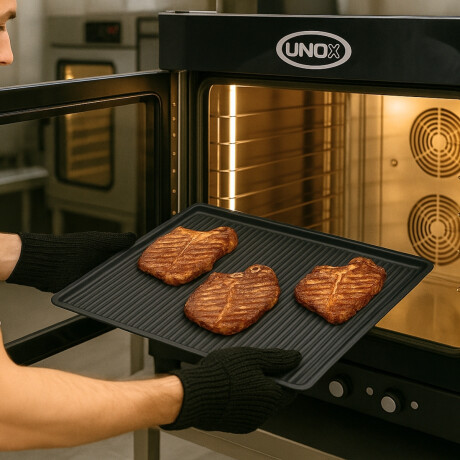 Plancha Lisa y Ranurada de Aluminio Antiadherente GN 1/1 Plancha Lisa y Ranurada de Aluminio Antiadherente GN 1/1