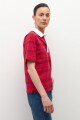 Remera rayada cuello polo rojo