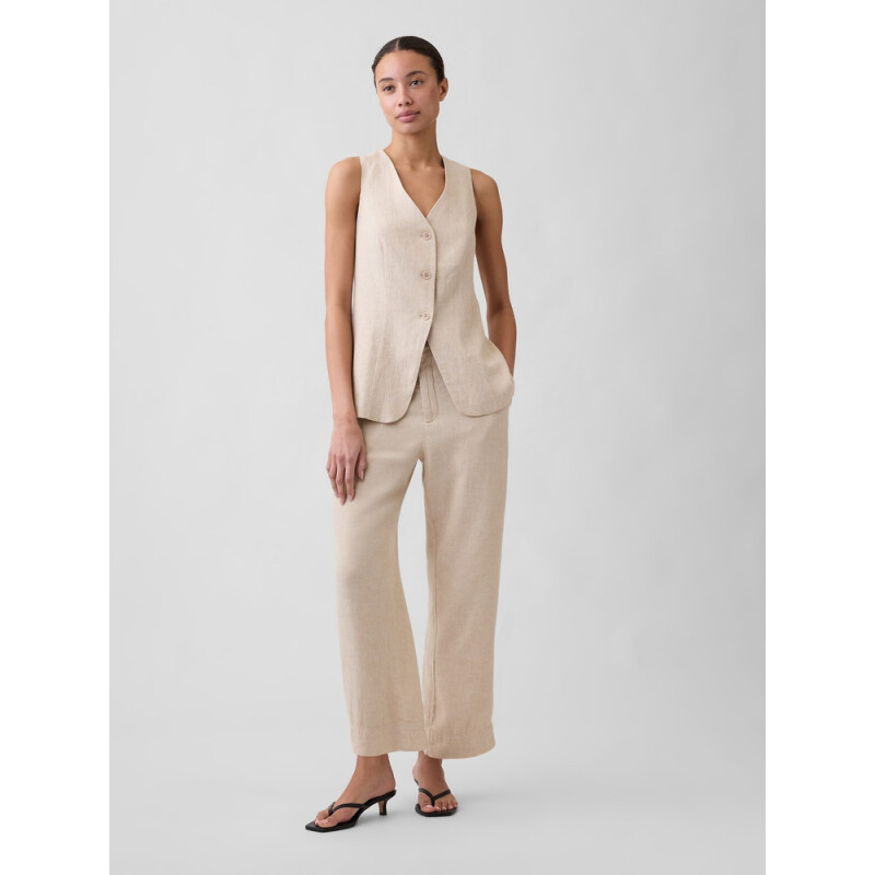 V-LINEN VEST FLAX LINEN