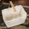 Canasto cesto de hierro y tela con mango - blanco blanco