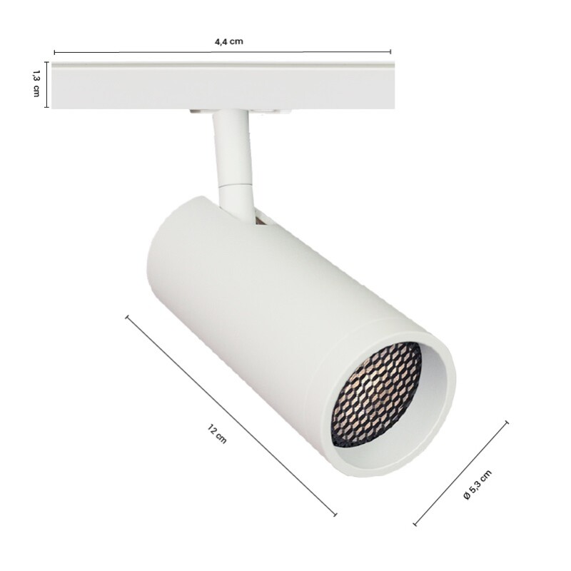 Pack Artefacto de Riel + Gu10 Pack Artefacto Track Long Leticia + LED GU10 7W Dimerizable 100º 2700K