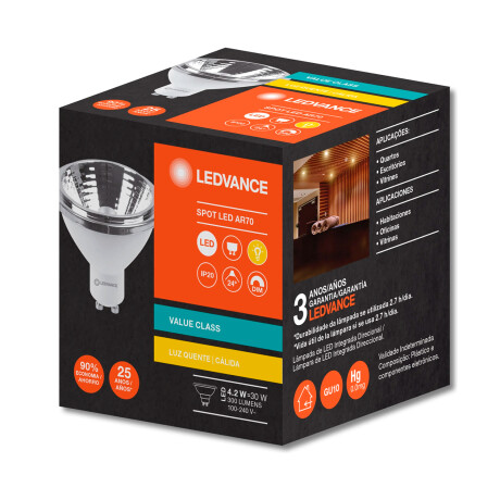 LAMPARA LEDVANCE OSRAM AR70 DIM 4.2W Lámpara LED LEDVANCE OSRAM AR70 Dimerizable GU10 4.2W 2700K