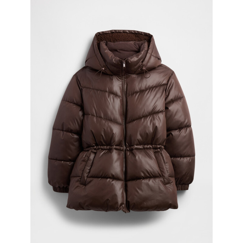 V-ULTIMATE WAISTED PUFFER DARK BROWN 1