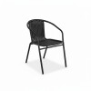 Set De Jardín Mesa De Vidrio + 2 Sillas Símil Rattan Negro