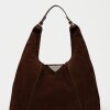 Bolso The Shopping en cuero gamuza Chocolate Niquel