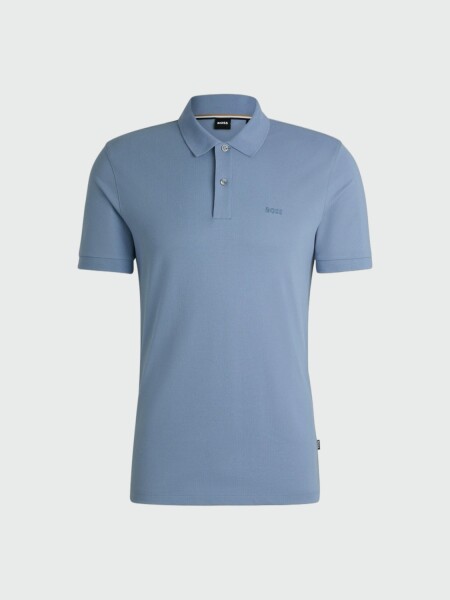 BOSS Polo de Algodón Piqué con Logo Bordado Celeste