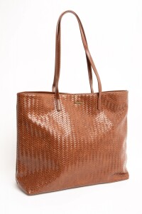 Travel Bag Trenzada Cuero Vegano Whisky