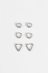 Set de aros geométricos acero plateado