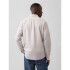 V-LS STANDARD LINEN COTTON WHITE KHAKI STRIPE