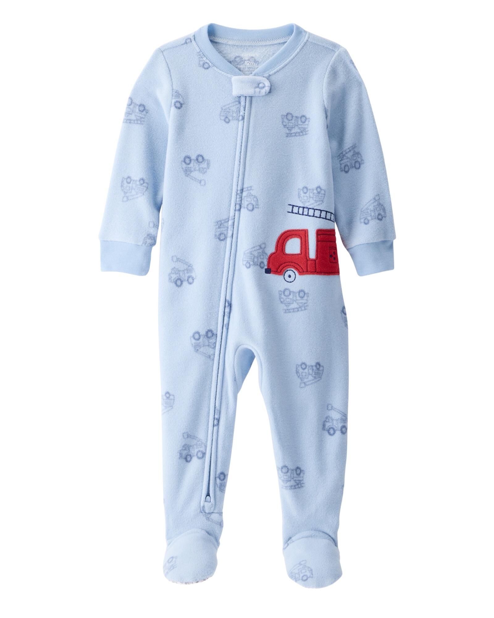 Pijama una pieza de micropolar, con pie, diseño bomberos Sin color