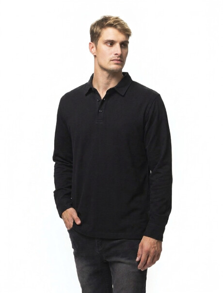Remera Manga Larga Polo Bruselas Negro
