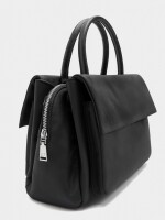 Bolso Tote De Nylon Con Doble Solapa negro