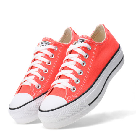 Championes de Mujer Converse Plataforma Chuck Taylor Lift Rojo Fuego - Negro - Blanco