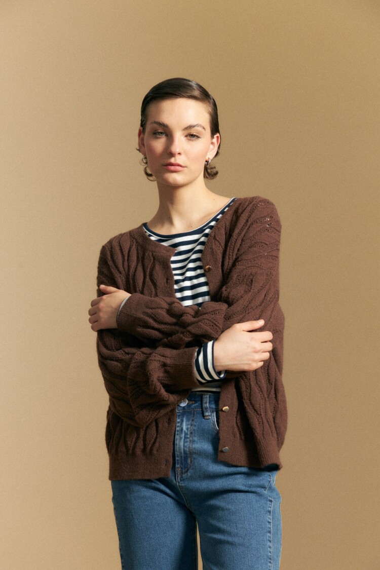 CARDIGAN NORI Marrón Corteza