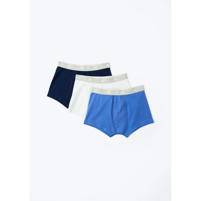KIT COM 3 CUECAS BOXER MASC PRETO/BRANCO/AZUL