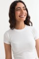 Remera m/c acanalada cuello a la base BLANCO
