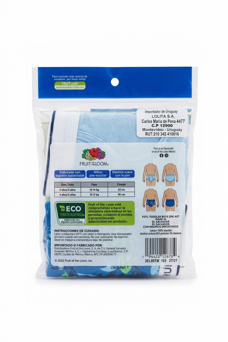 Pack x2 Boxer brief para niño toddler MULTICOLOR
