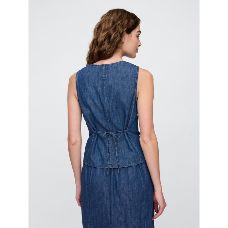 V-SCOOP NECK VEST - DENIM MEDIUM INDIGO 21