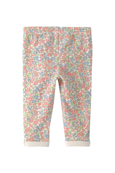 Pack dos pantalones de algodón orgánico acanalado, diseños flores y rosado Sin color