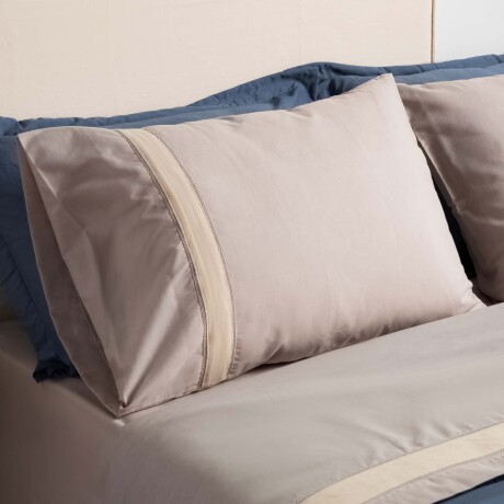 JUEGO SÁBANAS 2 PLAZAS ALGODON-Y-POLIESTER NATURAL-BEIGE SLUB BLEND BEIGE