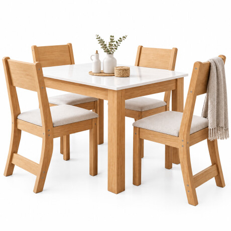 JUEGO DE COMEDOR MESA Y 4 SILLAS CON ASIENTO TAPIZADO JUEGO DE COMEDOR MESA Y 4 SILLAS CON ASIENTO TAPIZADO